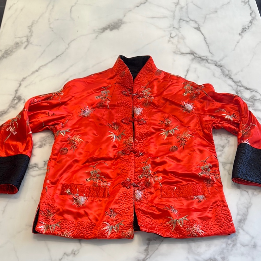 Red Embroidered 90% SILK Jacket